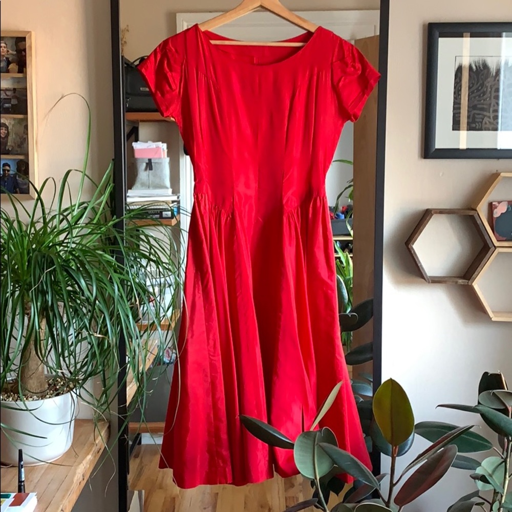 Red hand-built vintage party dress